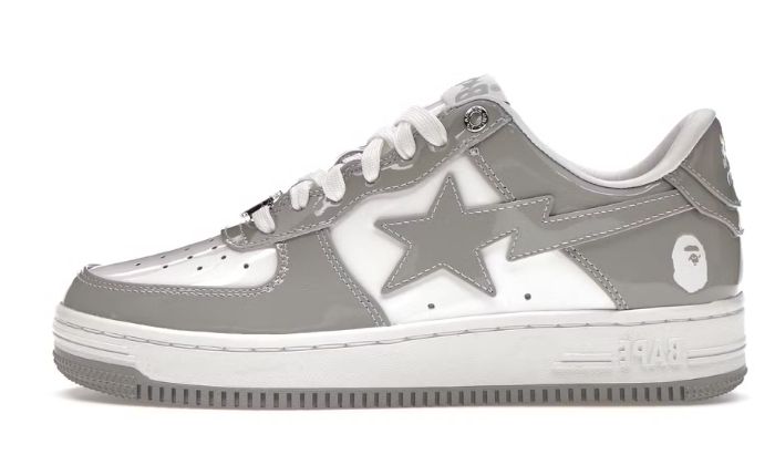 BAPE-LEATHER WHITE GREY